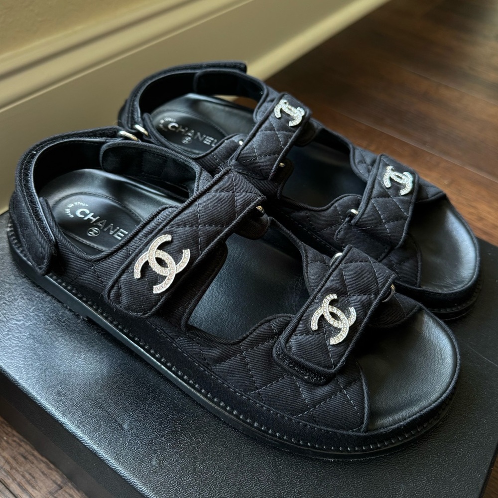 Chanel Black Quilted Dad Sandals